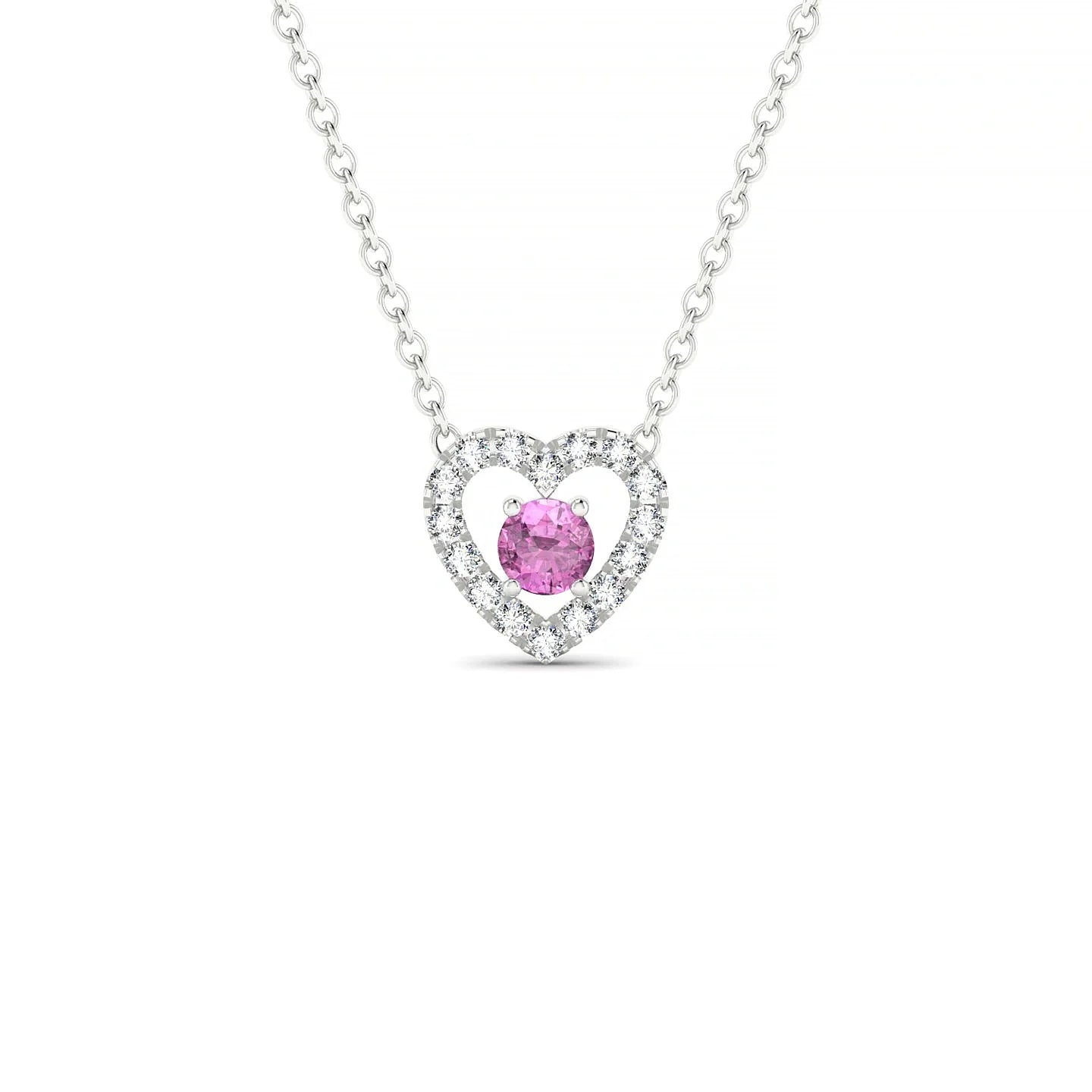 Desire | 18k White Gold 3 mm Round Pink Sapphire Pendant