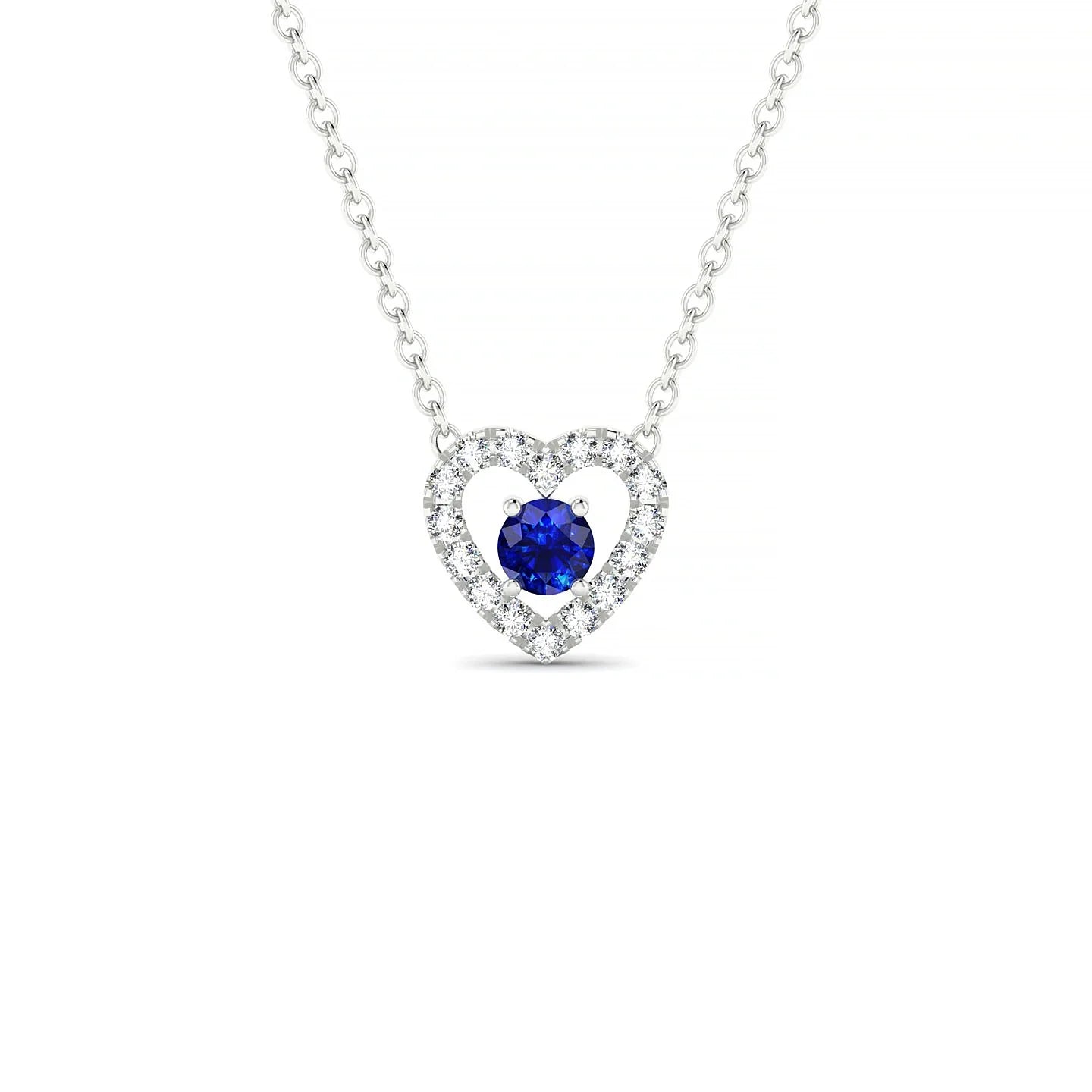 Desire | 18k White Gold 3 mm Round Sapphire Pendant