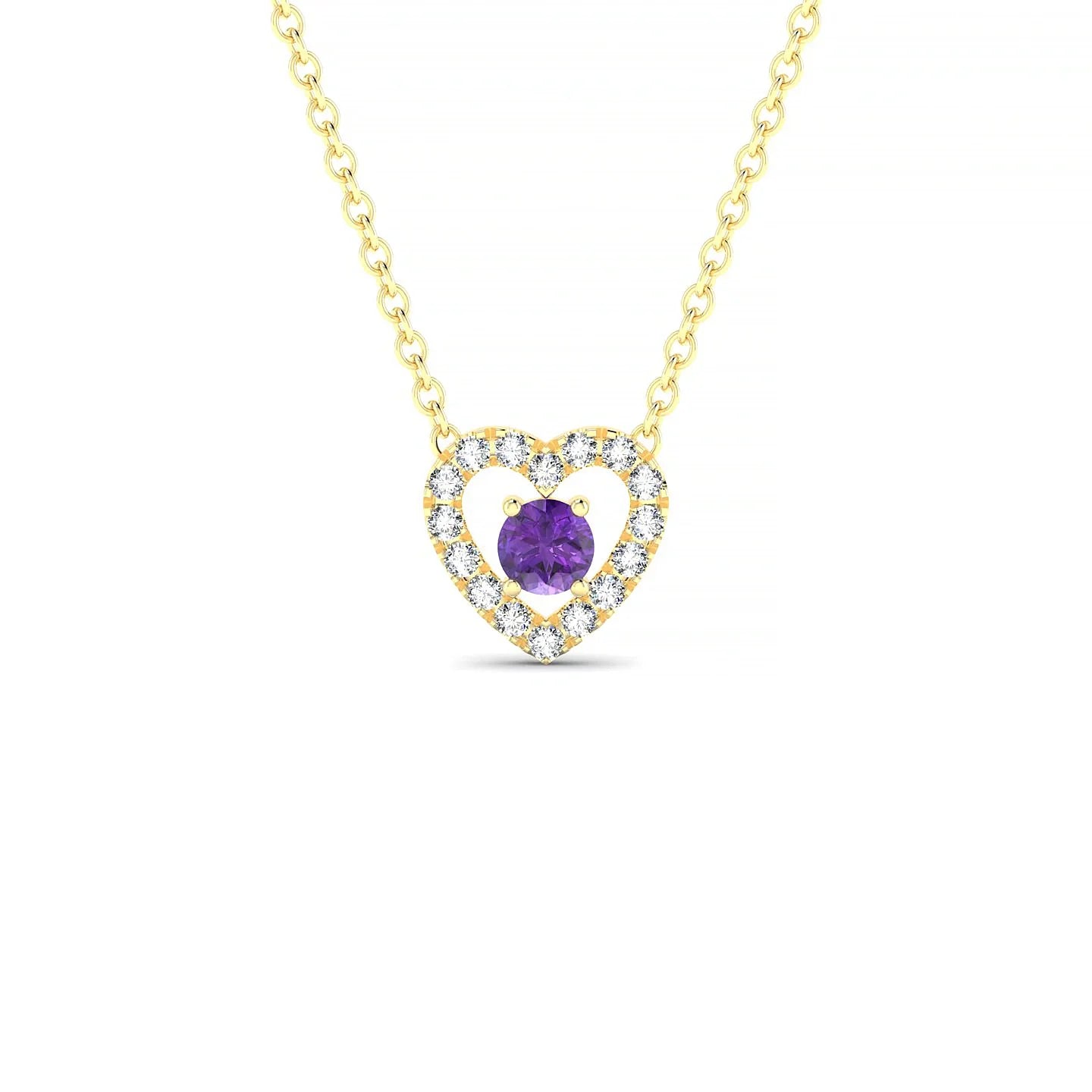 Desire | 18k Yellow Gold 3 mm Round Amethyst Pendant