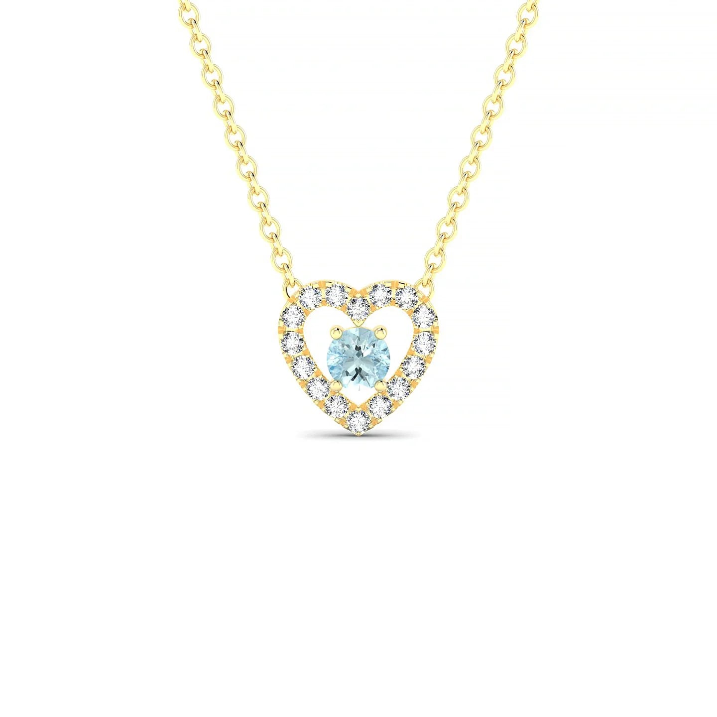 Desire | 18k Yellow Gold 3 mm Round Aquamarine Pendant