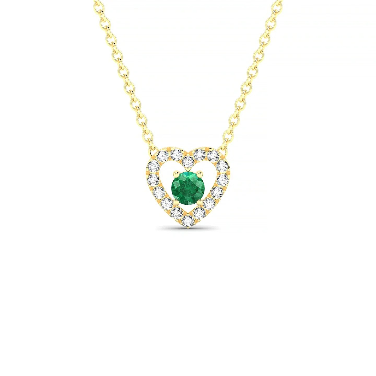 Desire | 18k Yellow Gold 3 mm Round Emerald Pendant