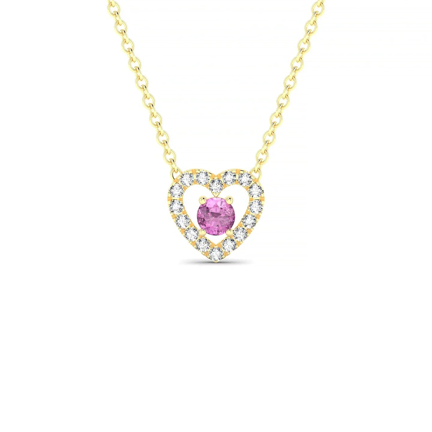 Desire | 18k Yellow Gold 3 mm Round Pink Sapphire Pendant