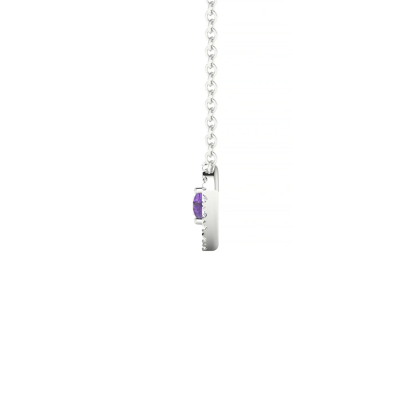 Desire | 18k White Gold 3 mm Round Amethyst Pendant