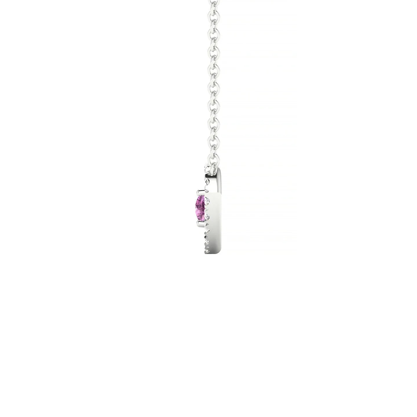 Desire | 18k White Gold 3 mm Round Pink Sapphire Pendant