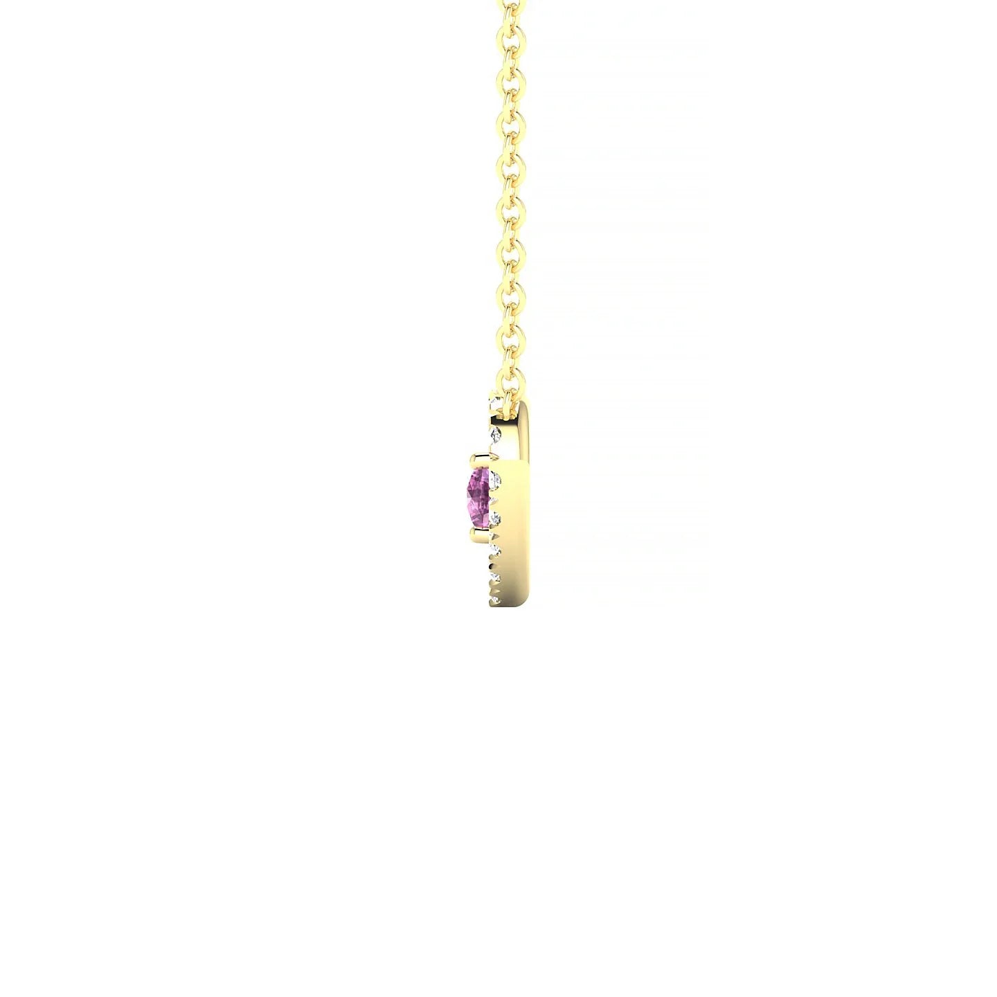 Desire | 18k Yellow Gold 3 mm Round Pink Sapphire Pendant