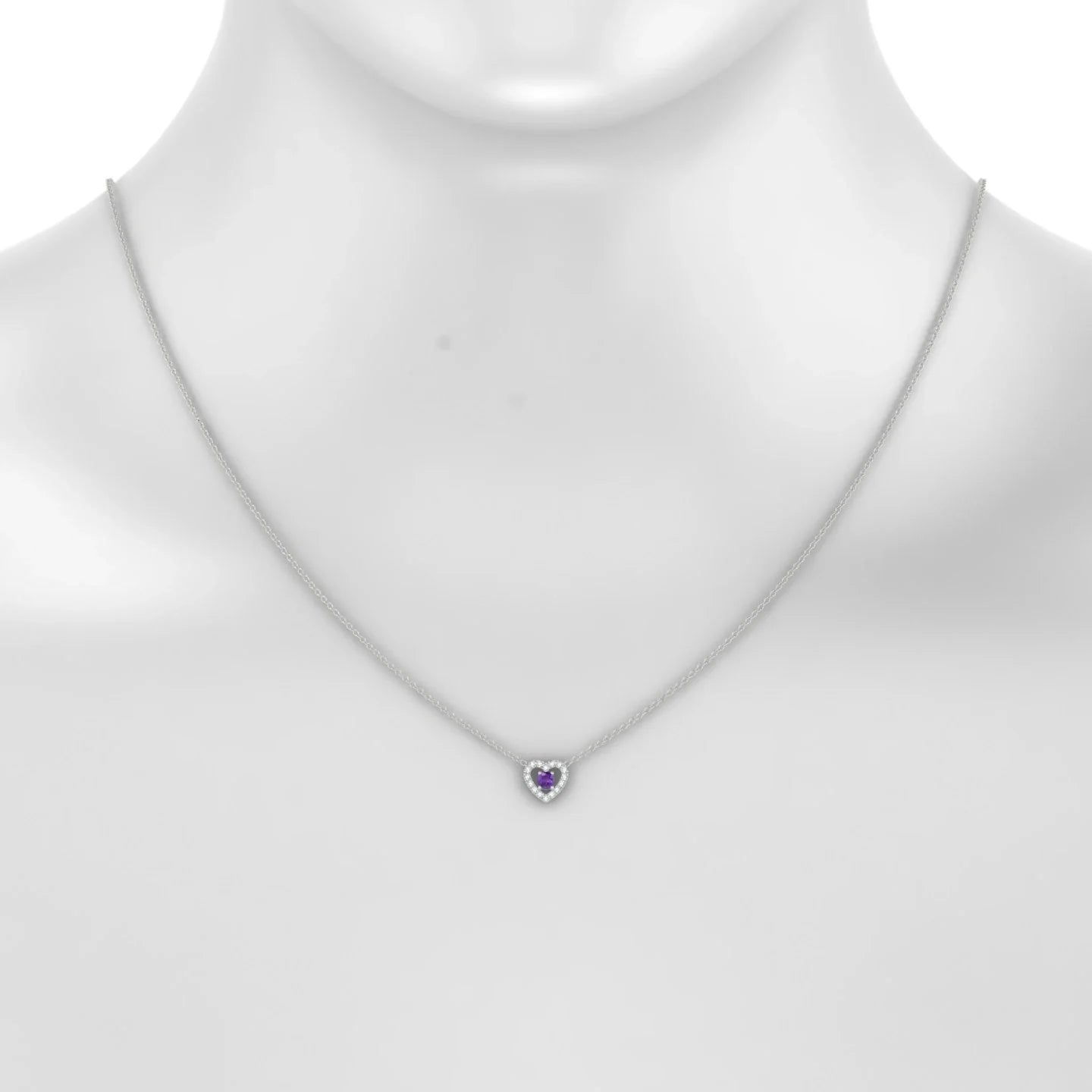 Desire | 18k White Gold 3 mm Round Amethyst Pendant