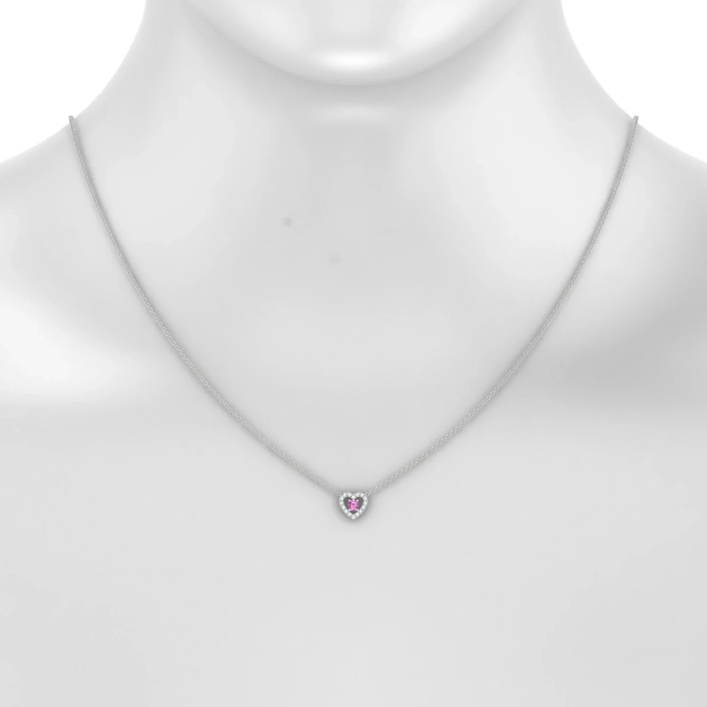 Desire | 18k White Gold 3 mm Round Pink Sapphire Pendant