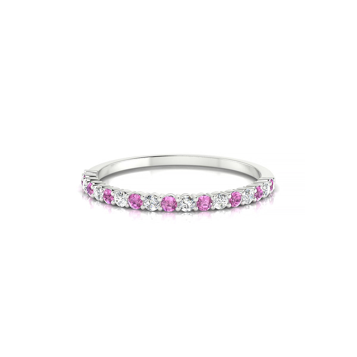 Destiny | 18k White Gold 1.5 mm Round Pink Sapphire Ring