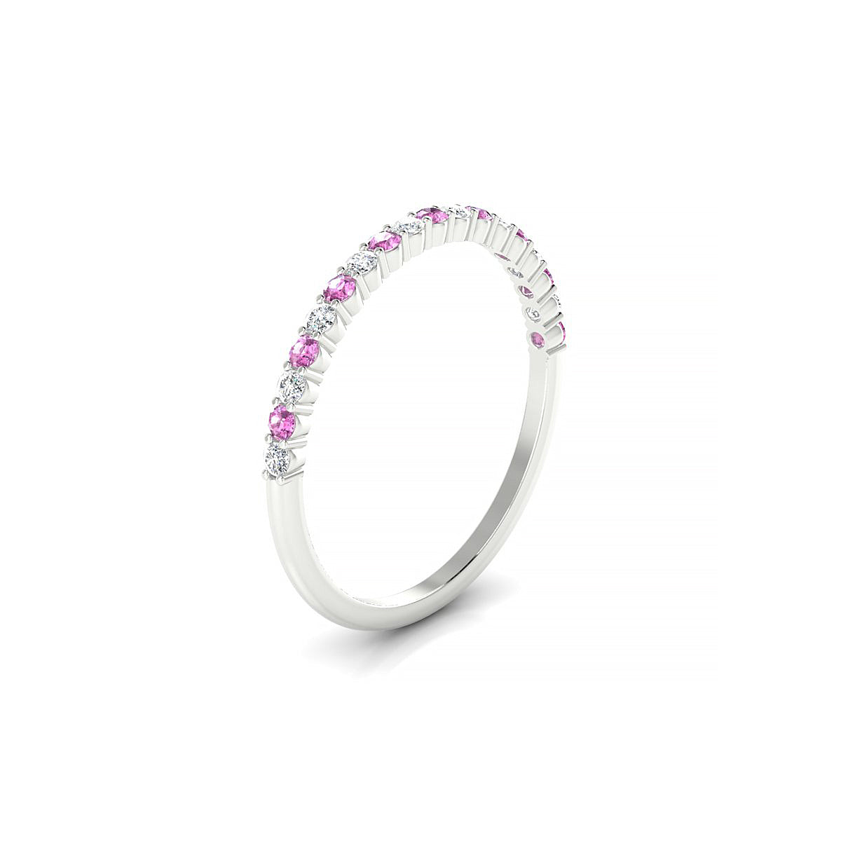 Destiny | 18k White Gold 1.5 mm Round Pink Sapphire Ring