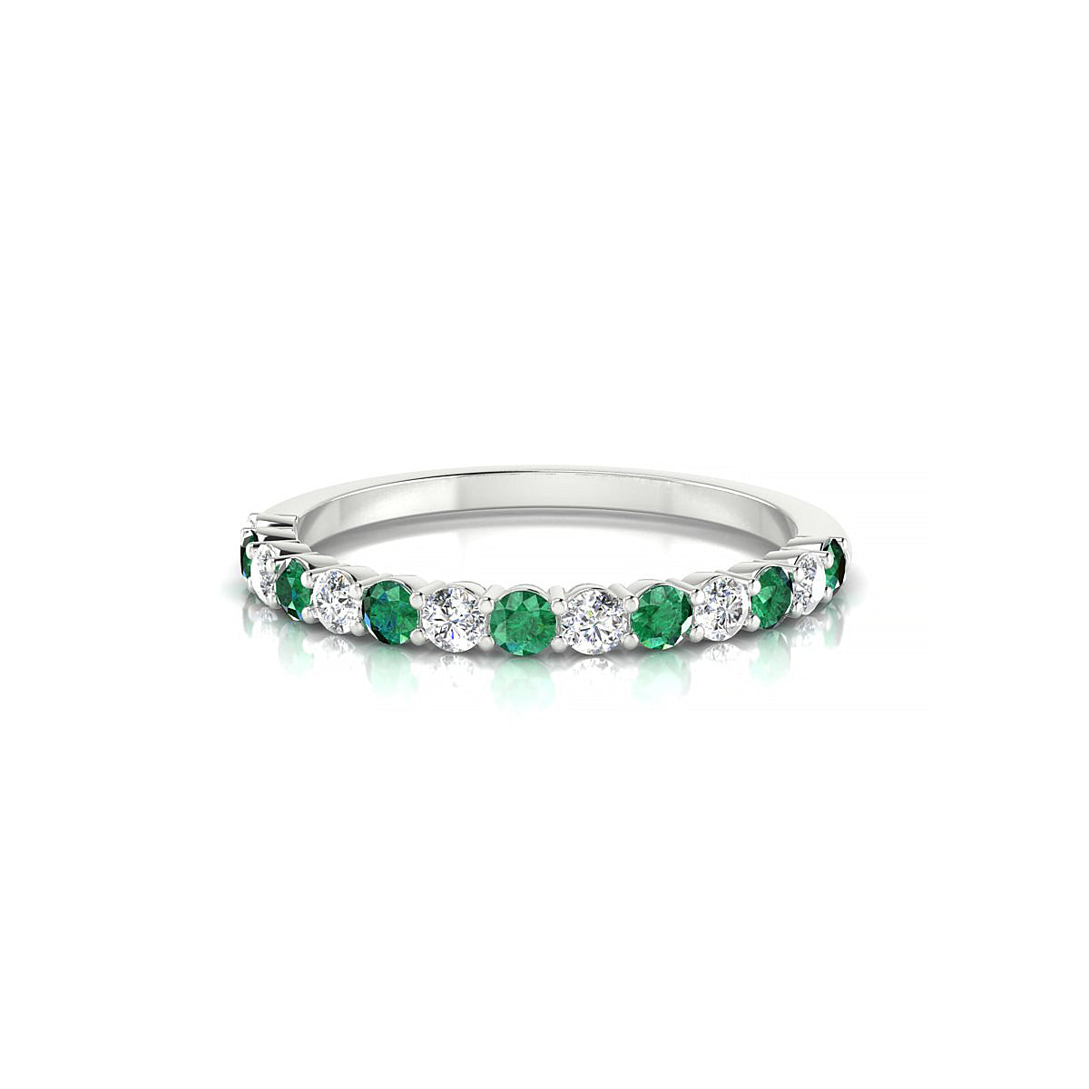 Destiny | 18k White Gold 2 mm Round Emerald Ring