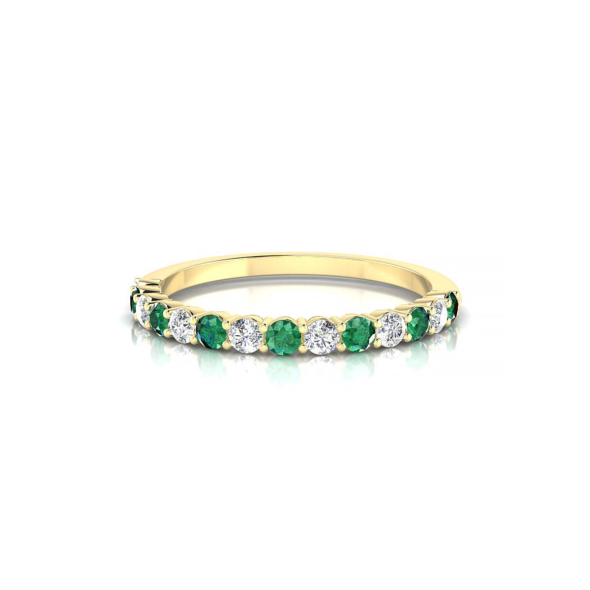 Destiny | 18k Yellow Gold 2 mm Round Emerald Ring