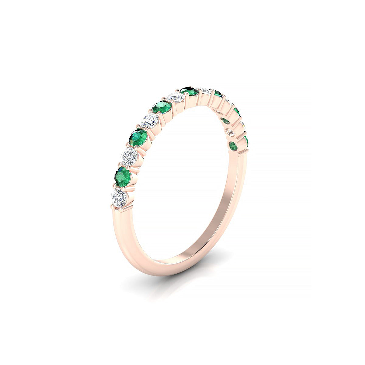 Destiny | 18k Rose Gold 2 mm Round Emerald Ring