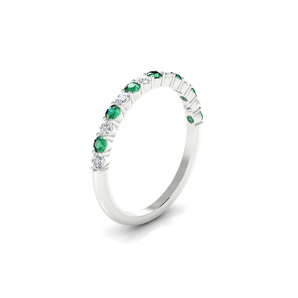 Destiny | 18k White Gold 2 mm Round Emerald Ring