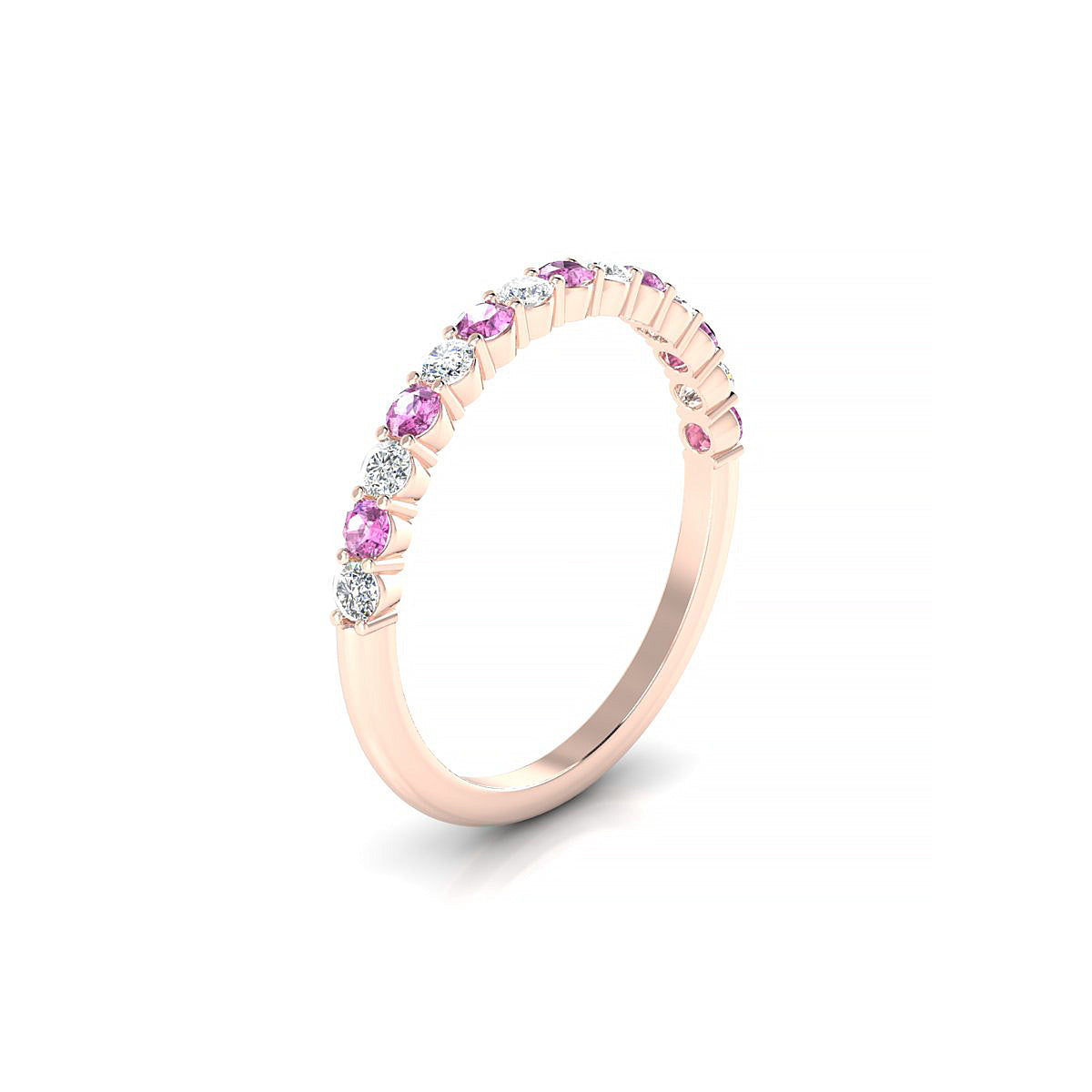 Destiny | 18k Rose Gold 2 mm Round Pink Sapphire Ring