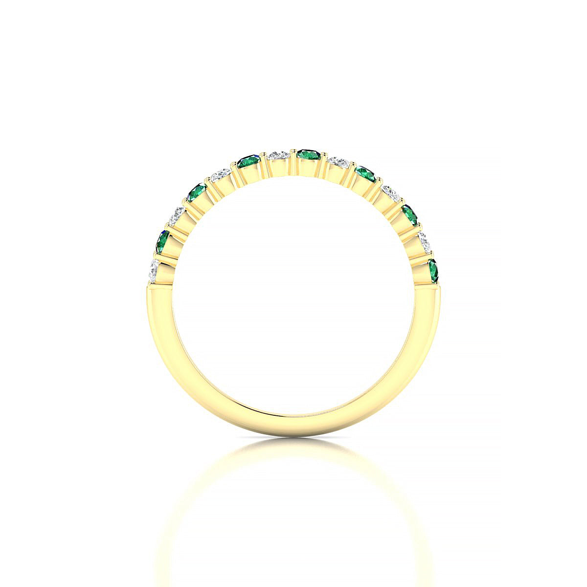 Destiny | 18k Yellow Gold 2 mm Round Emerald Ring