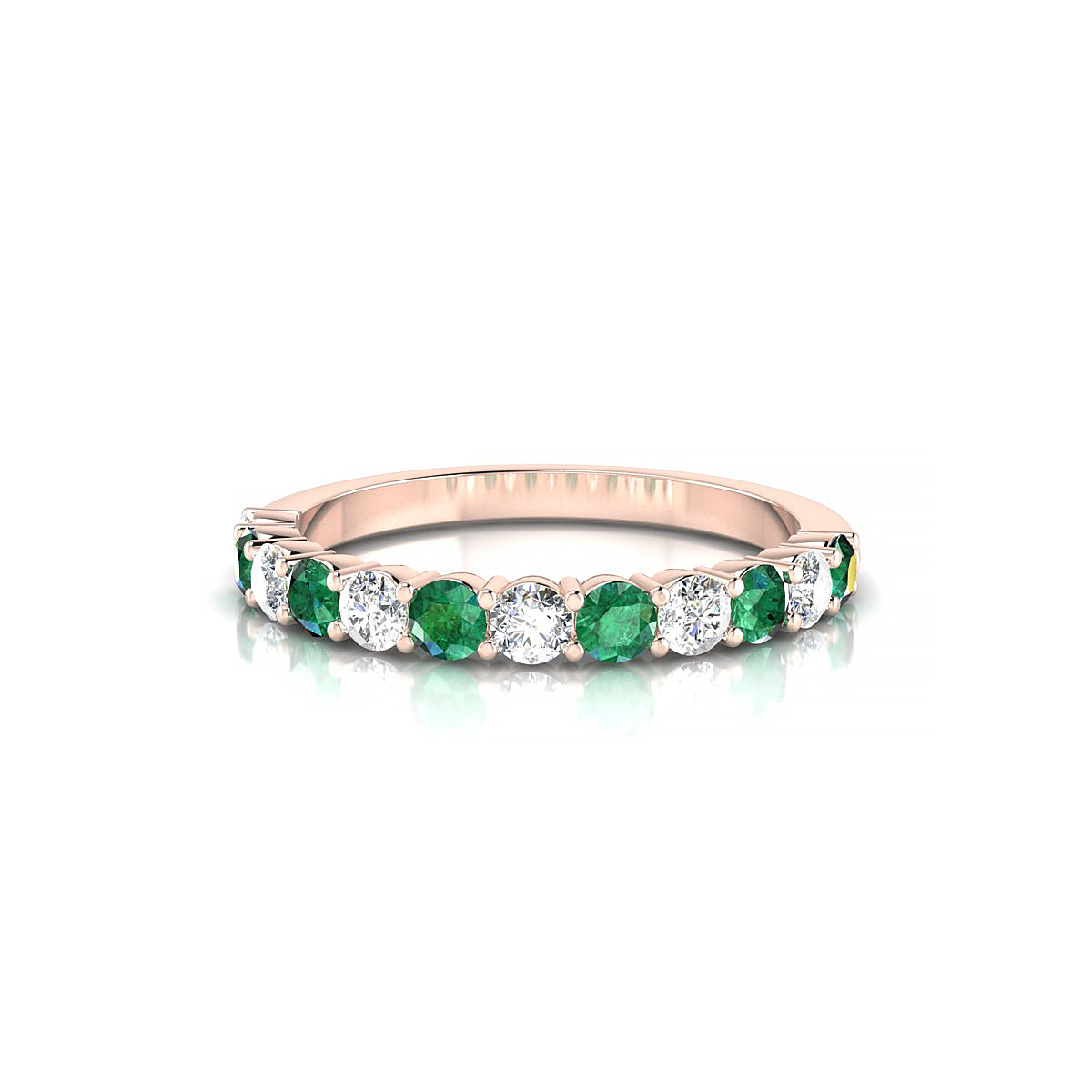 Destiny | 18k Rose Gold 2.5 mm Round Emerald Ring