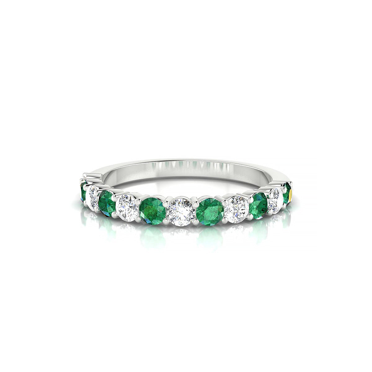 Destiny | 18k White Gold 2.5 mm Round Emerald Ring