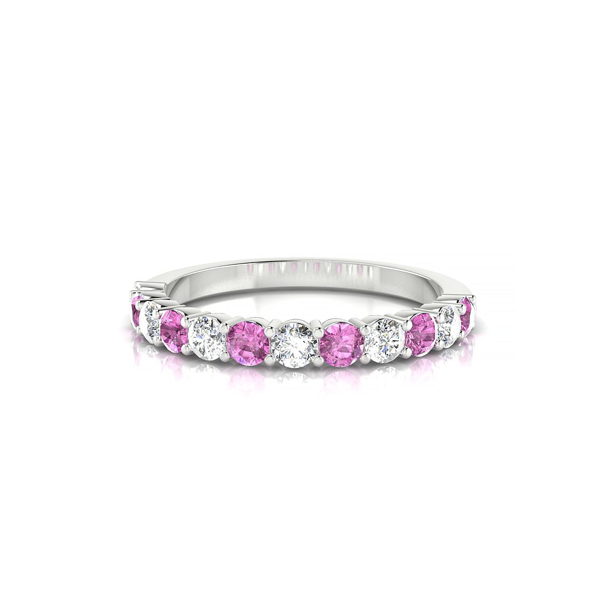 Destiny | 18k White Gold 2.5 mm Round Pink Sapphire Ring