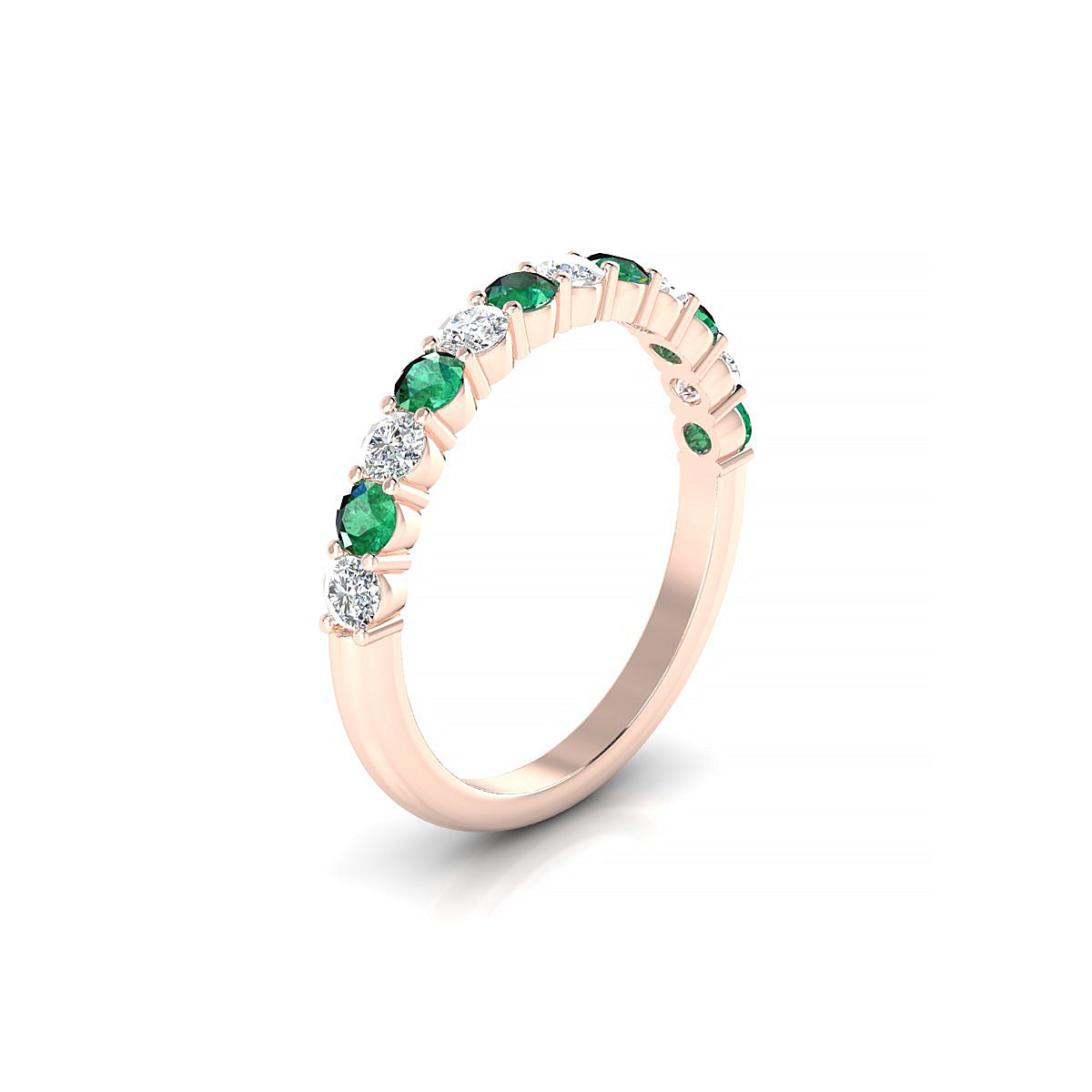 Destiny | 18k Rose Gold 2.5 mm Round Emerald Ring