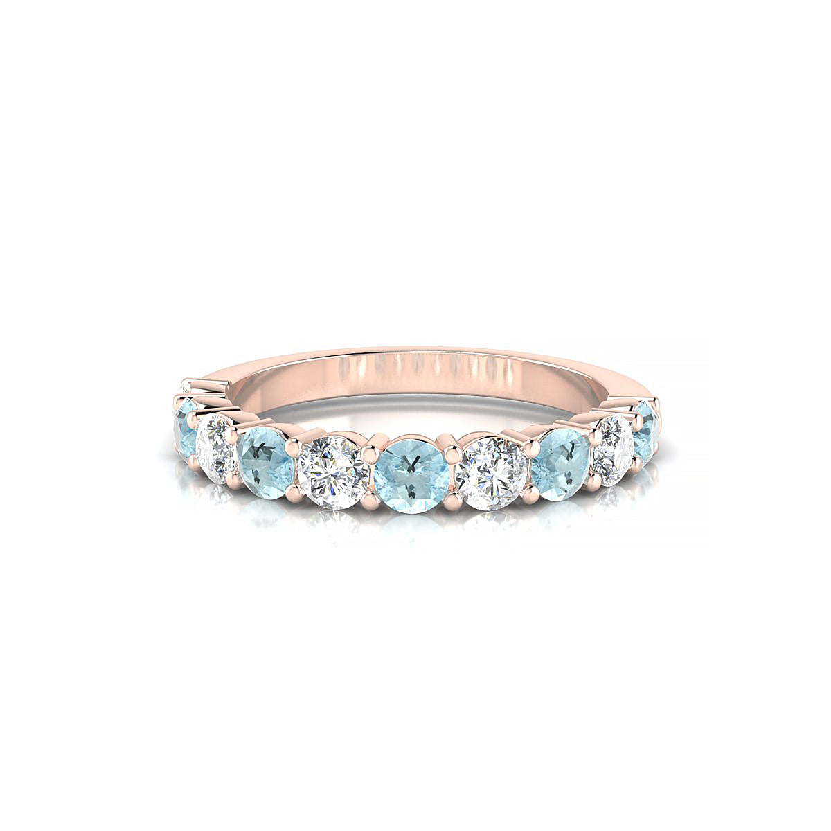 Destiny | 18k Rose Gold 3 mm Round Aquamarine Ring