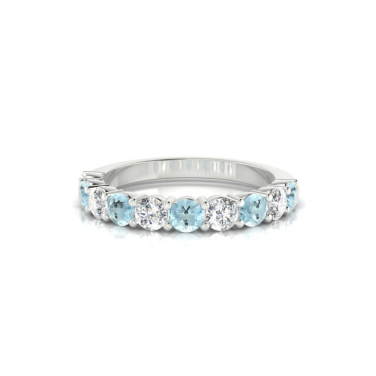 Destiny | 18k White Gold 3 mm Round Aquamarine Ring