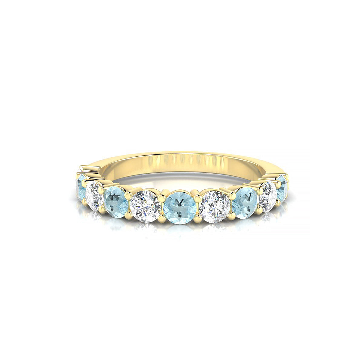 Destiny | 18k Yellow Gold 3 mm Round Aquamarine Ring
