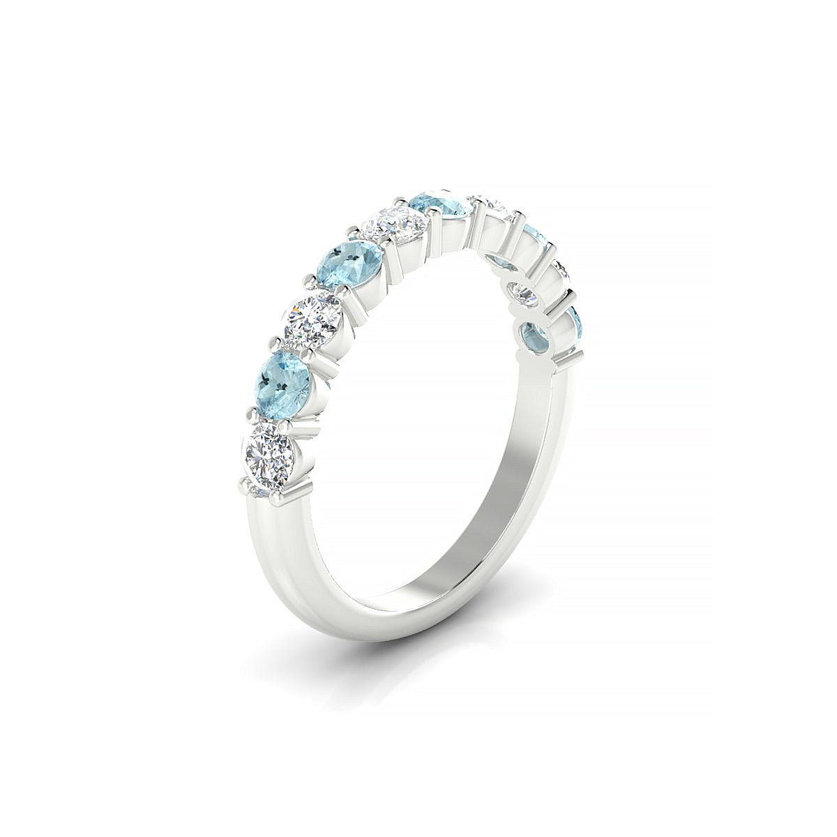 Destiny | 18k White Gold 3 mm Round Aquamarine Ring