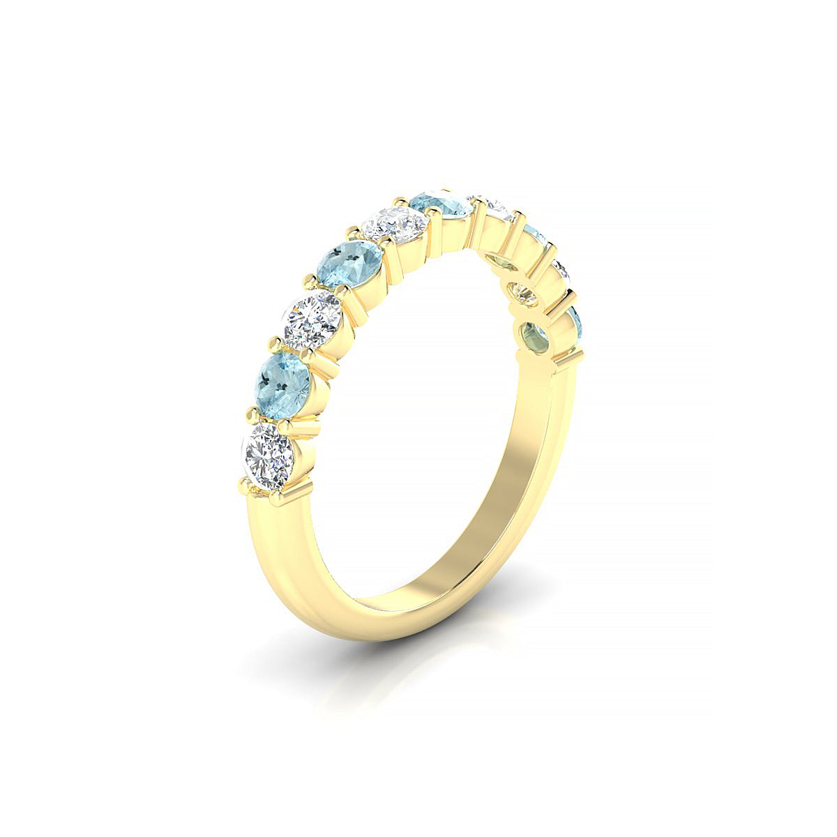 Destiny | 18k Yellow Gold 3 mm Round Aquamarine Ring