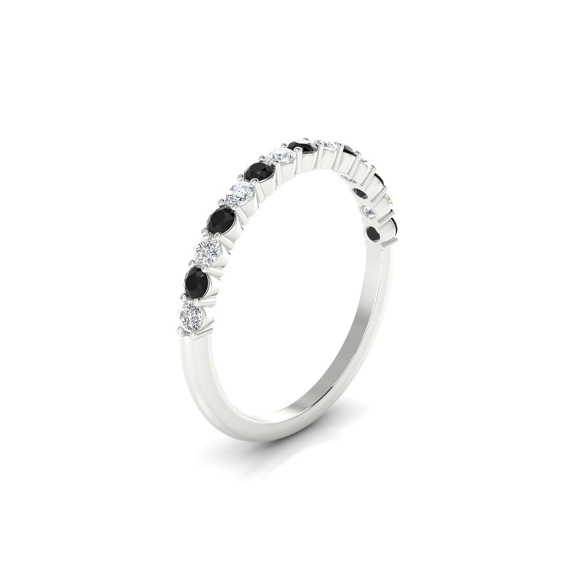 Destiny | 18k White Gold 2 mm Round Black Diamond Ring