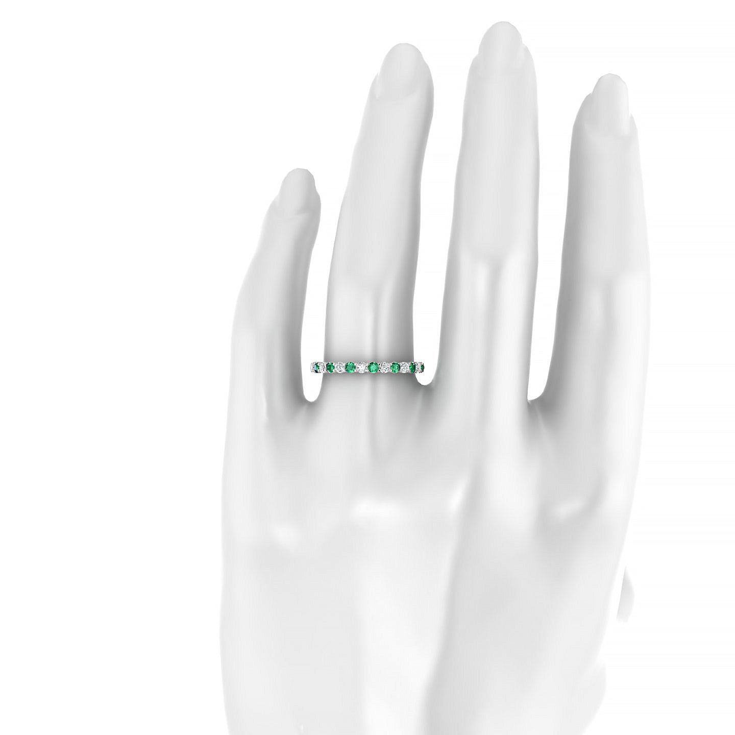 Destiny | 18k White Gold 2 mm Round Emerald Ring
