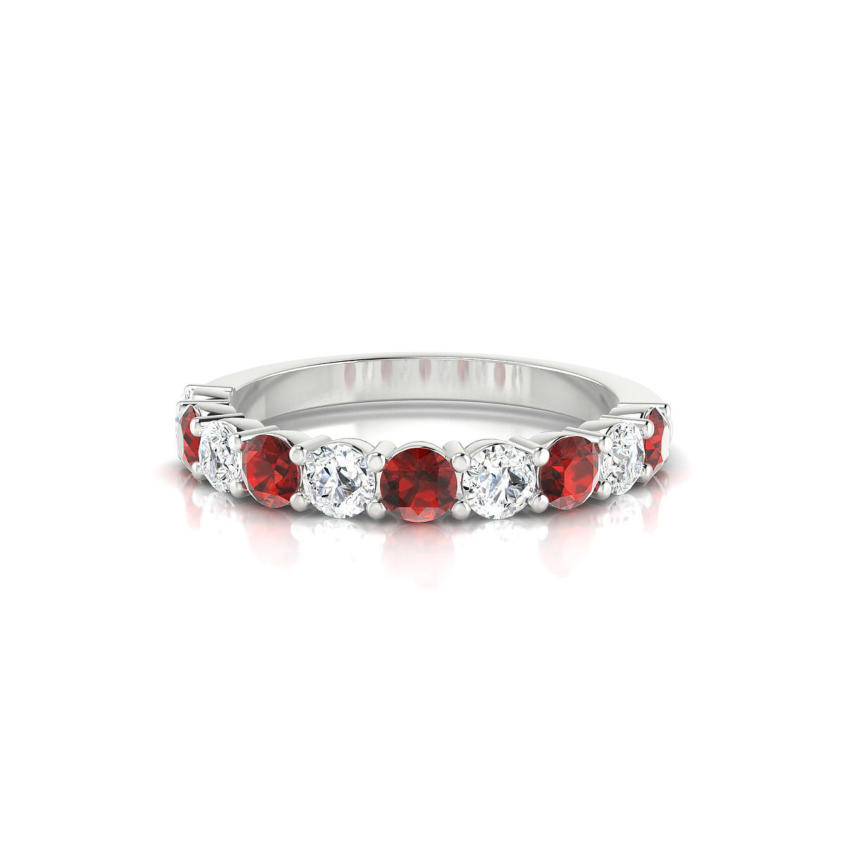 Destiny | 18k White Gold 3 mm Round Garnet Ring