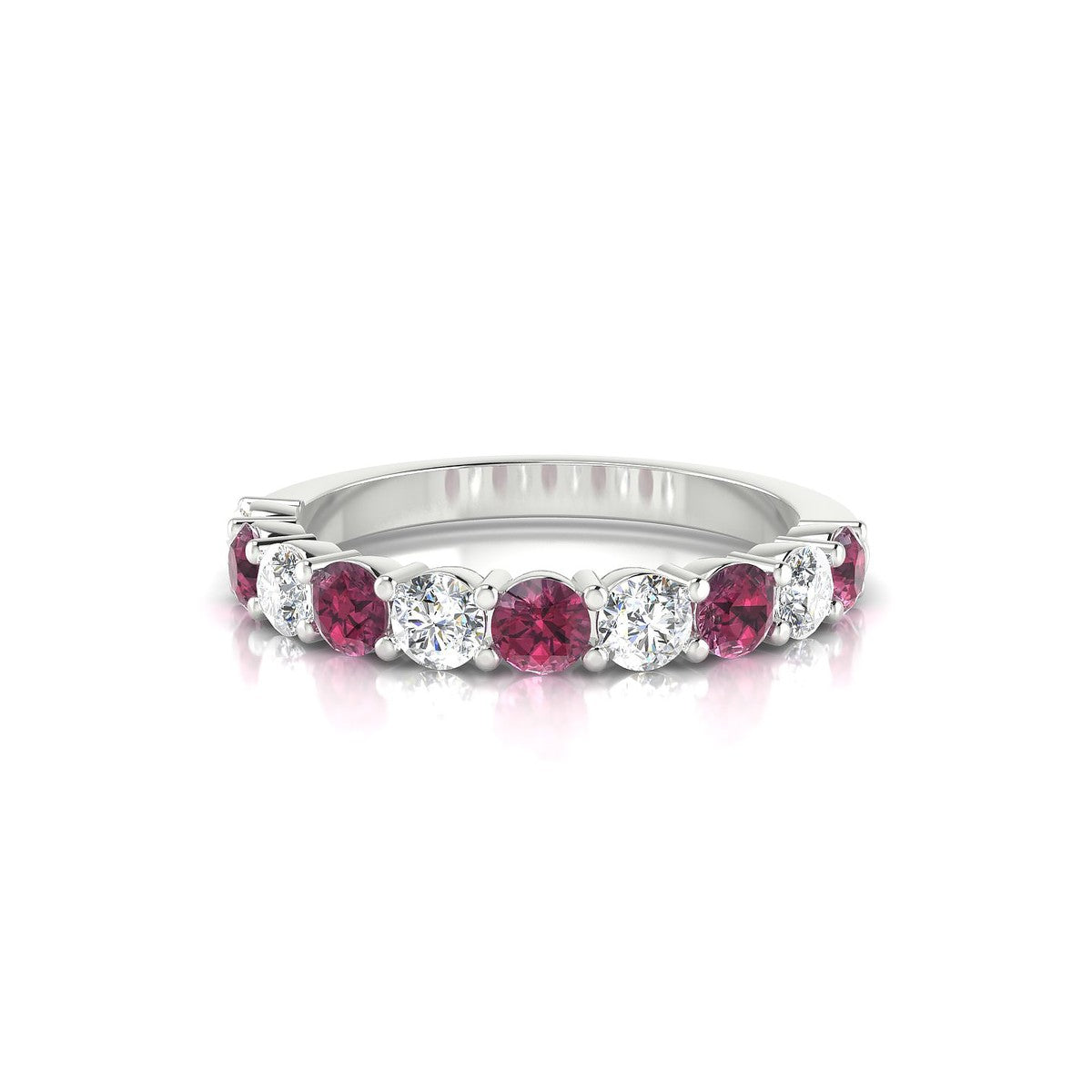 Destiny | 18k White Gold 3 mm Round Rhodolite Ring
