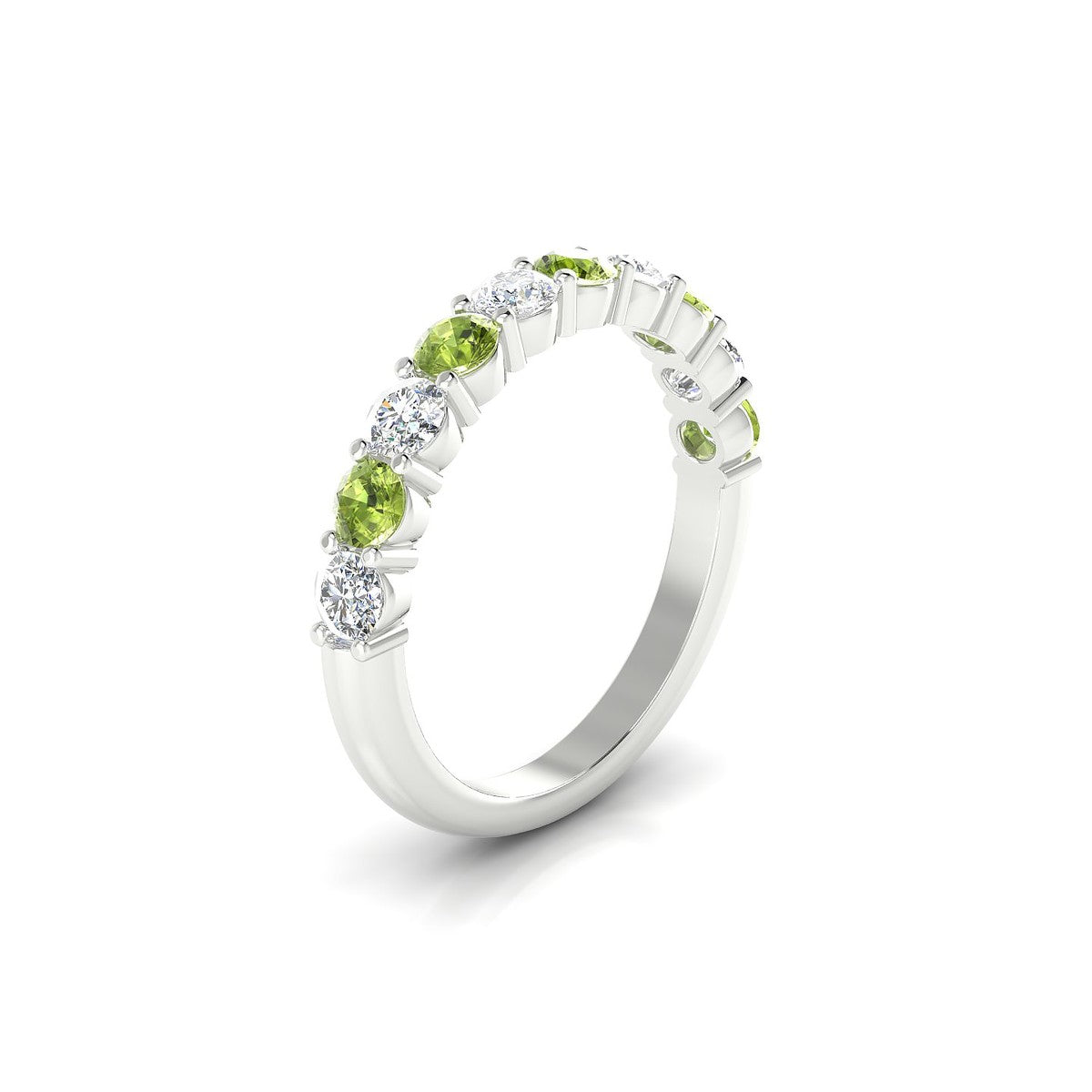 Destiny | 18k White Gold 3 mm Round Peridot Ring