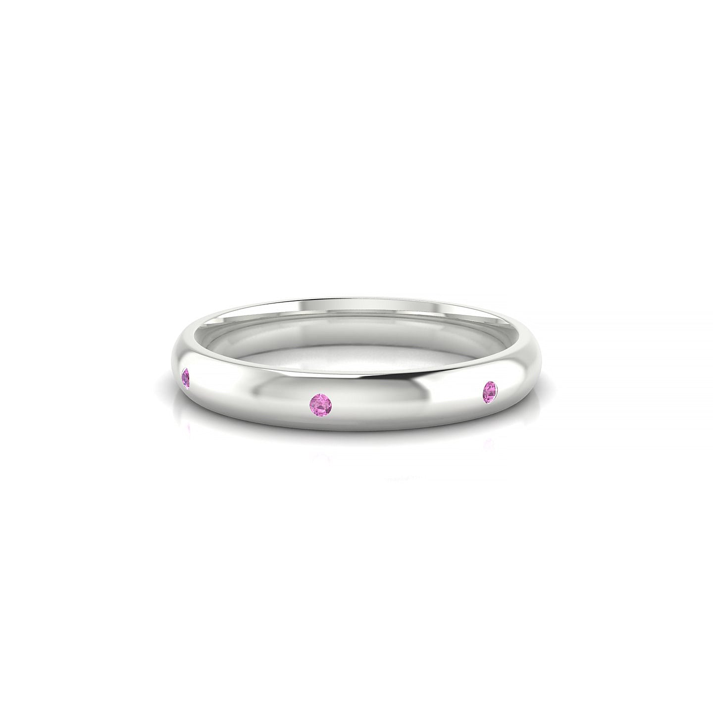 Devotion | 18k White Gold 1.3 mm Round Pink Sapphire Ring