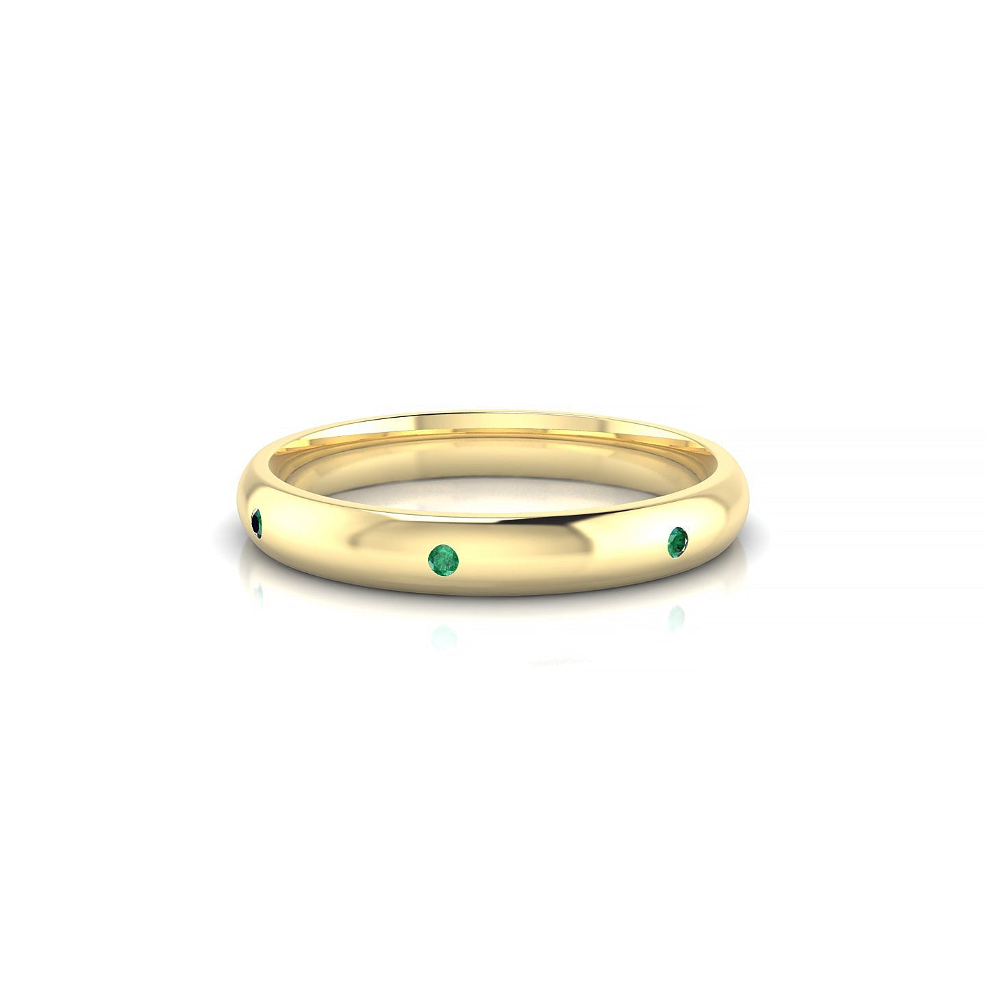 Devotion | 18k Yellow Gold 1.3 mm Round Emerald Ring