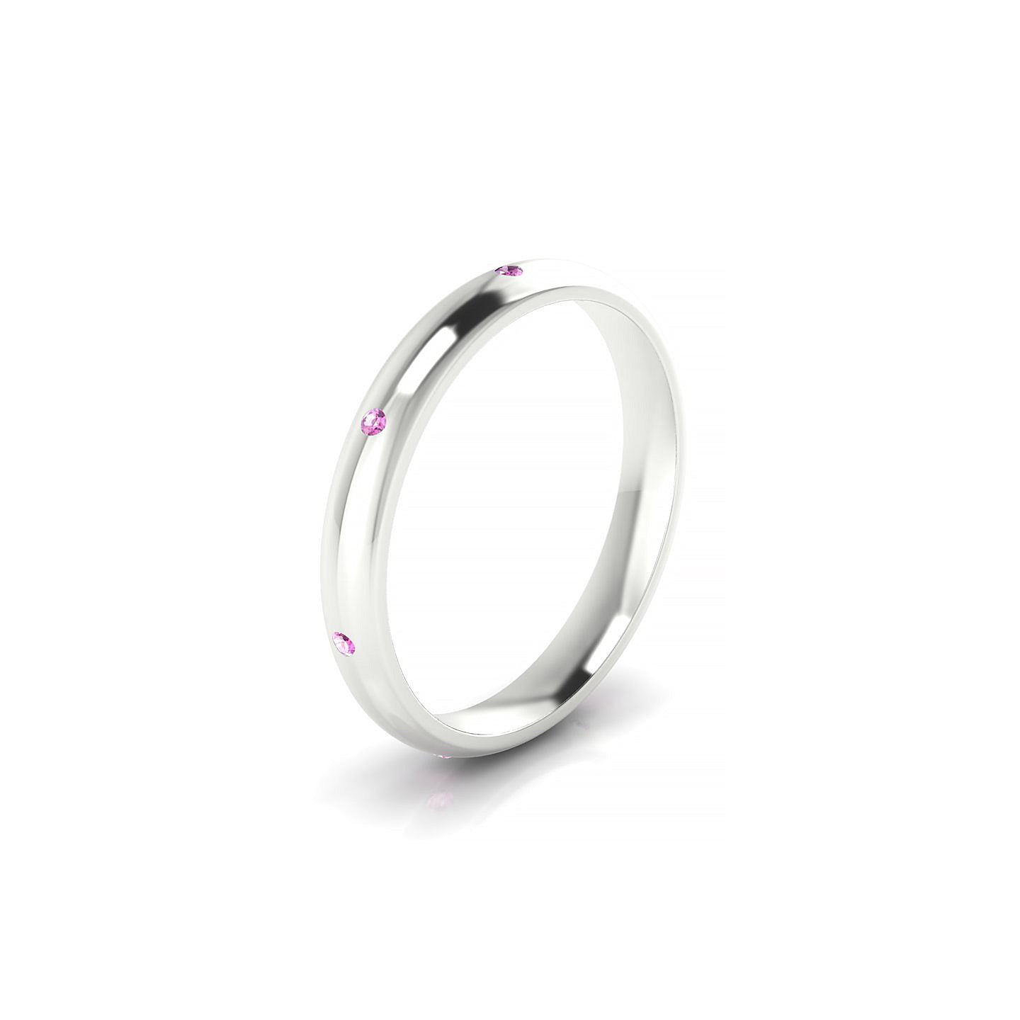 Devotion | 18k White Gold 1.3 mm Round Pink Sapphire Ring