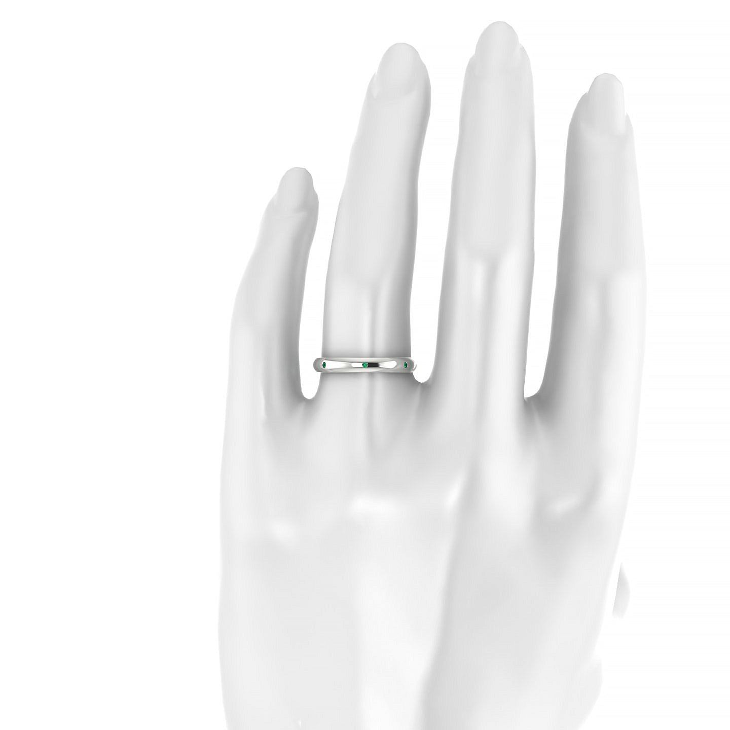 Devotion | 18k White Gold 1.3 mm Round Emerald Ring