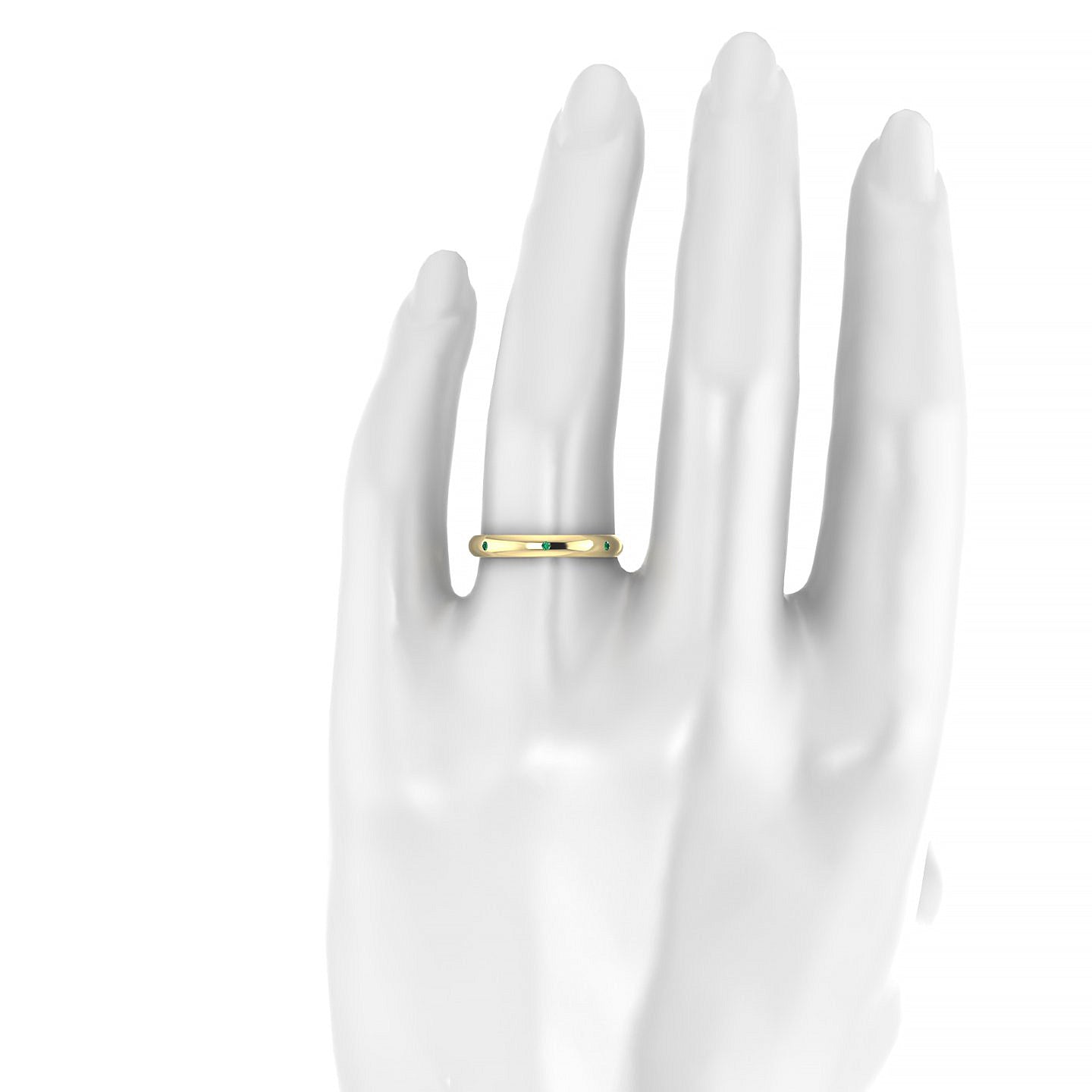 Devotion | 18k Yellow Gold 1.3 mm Round Emerald Ring