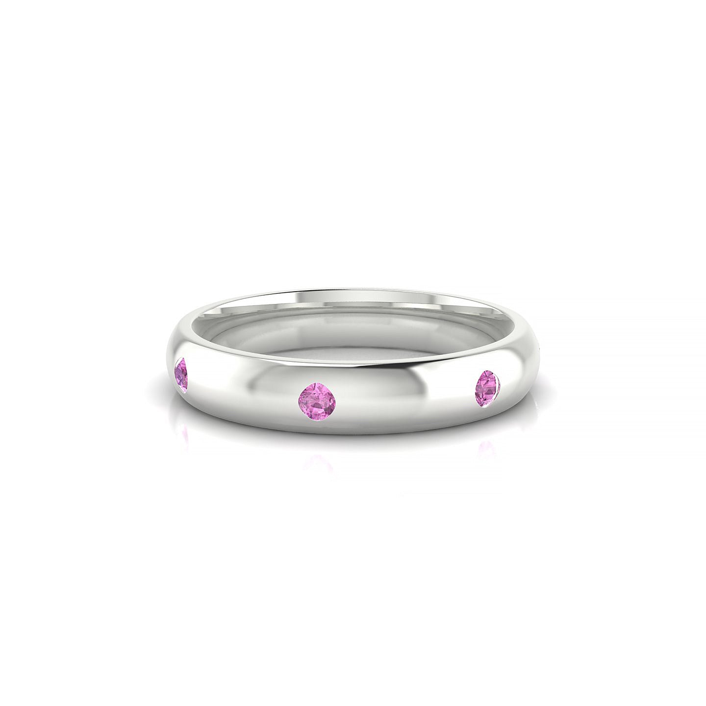 Devotion | 18k White Gold 2 mm Round Pink Sapphire Ring