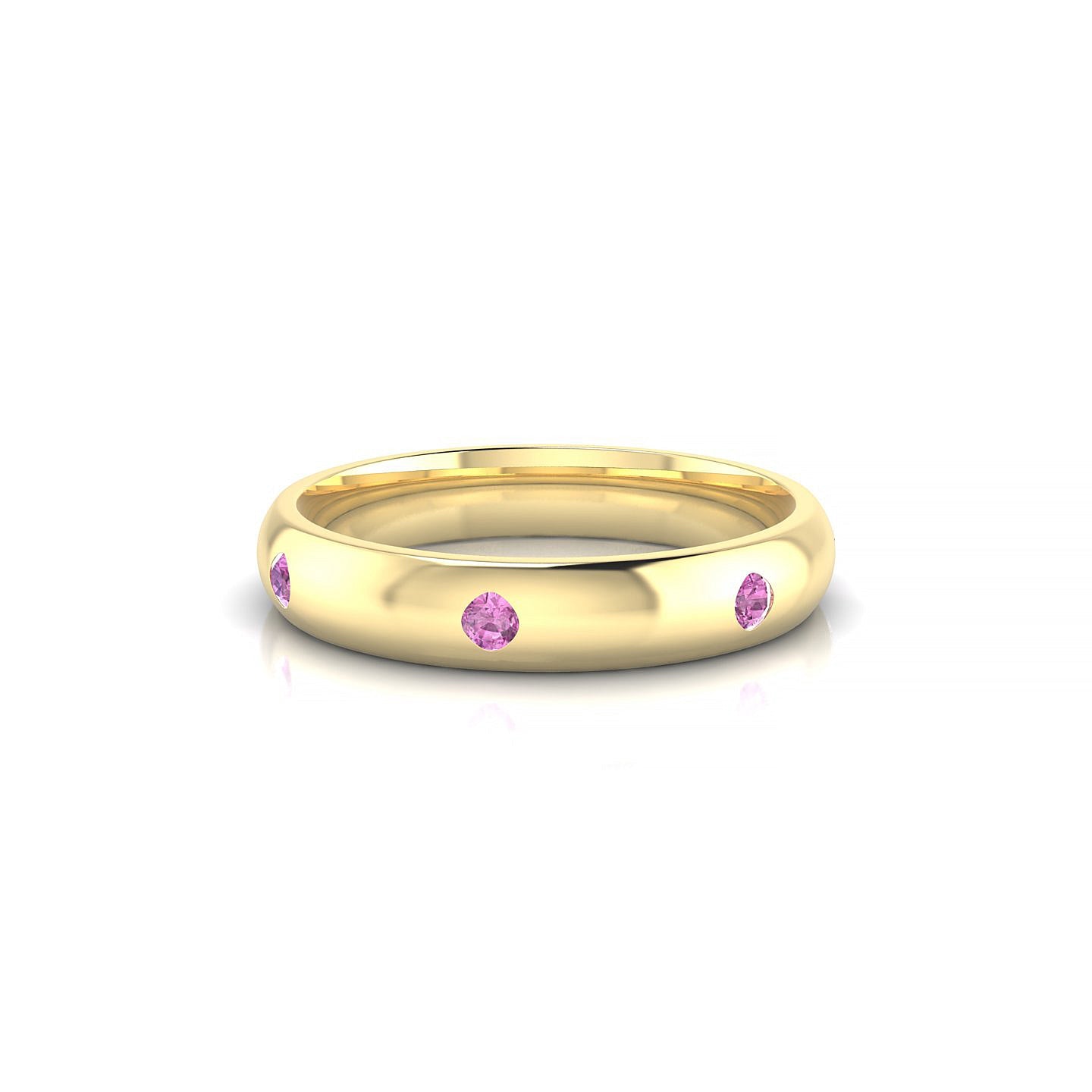 Devotion | 18k Yellow Gold 2 mm Round Pink Sapphire Ring