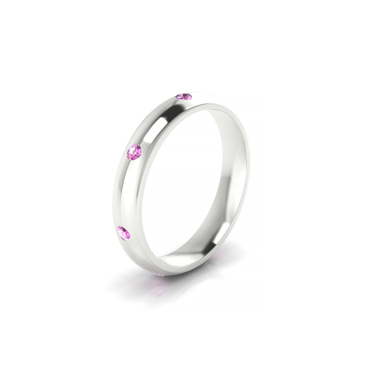Devotion | 18k White Gold 2 mm Round Pink Sapphire Ring