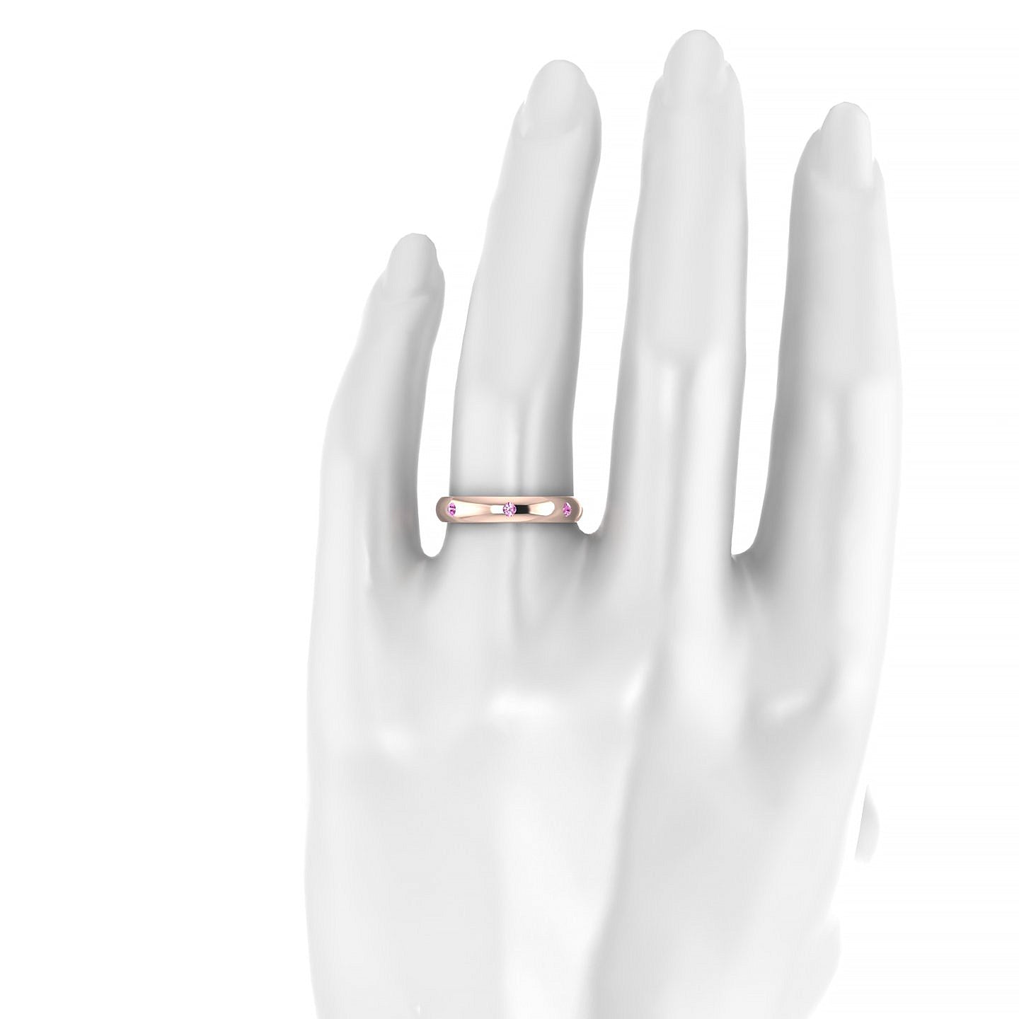 Devotion | 18k Rose Gold 2 mm Round Pink Sapphire Ring
