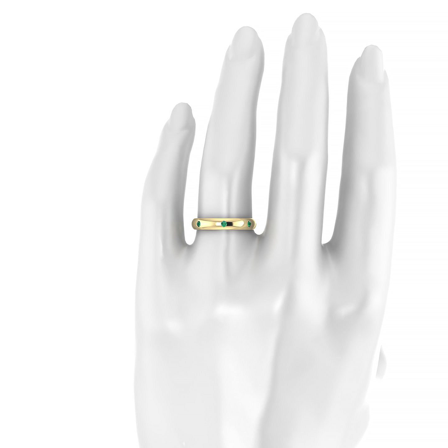 Devotion | 18k Yellow Gold 2 mm Round Emerald Ring