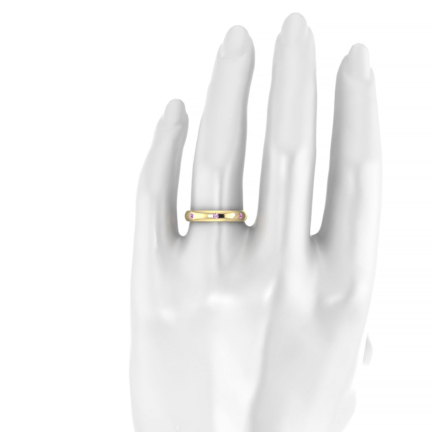 Devotion | 18k Yellow Gold 2 mm Round Pink Sapphire Ring