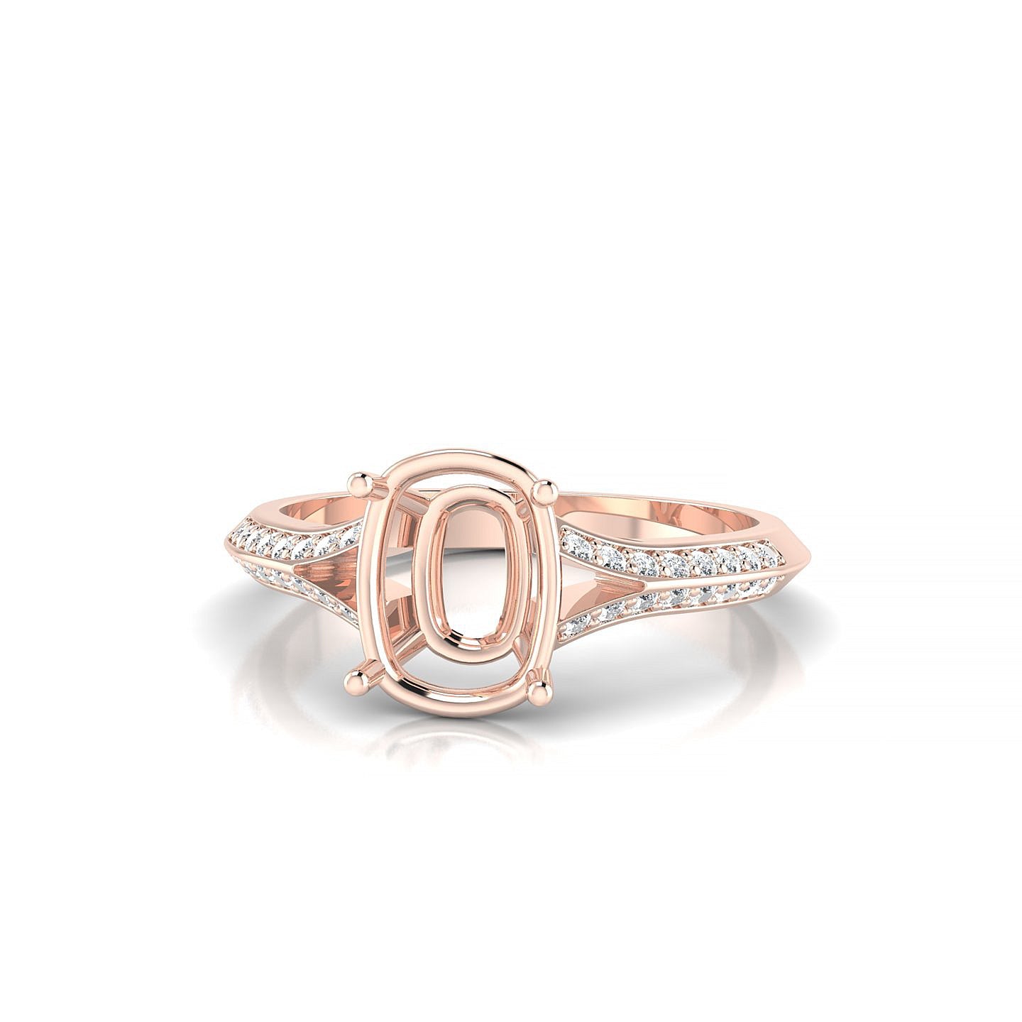 Divine Cushion 2-2.99 ct | 18k Rose Gold Side Stones Ring