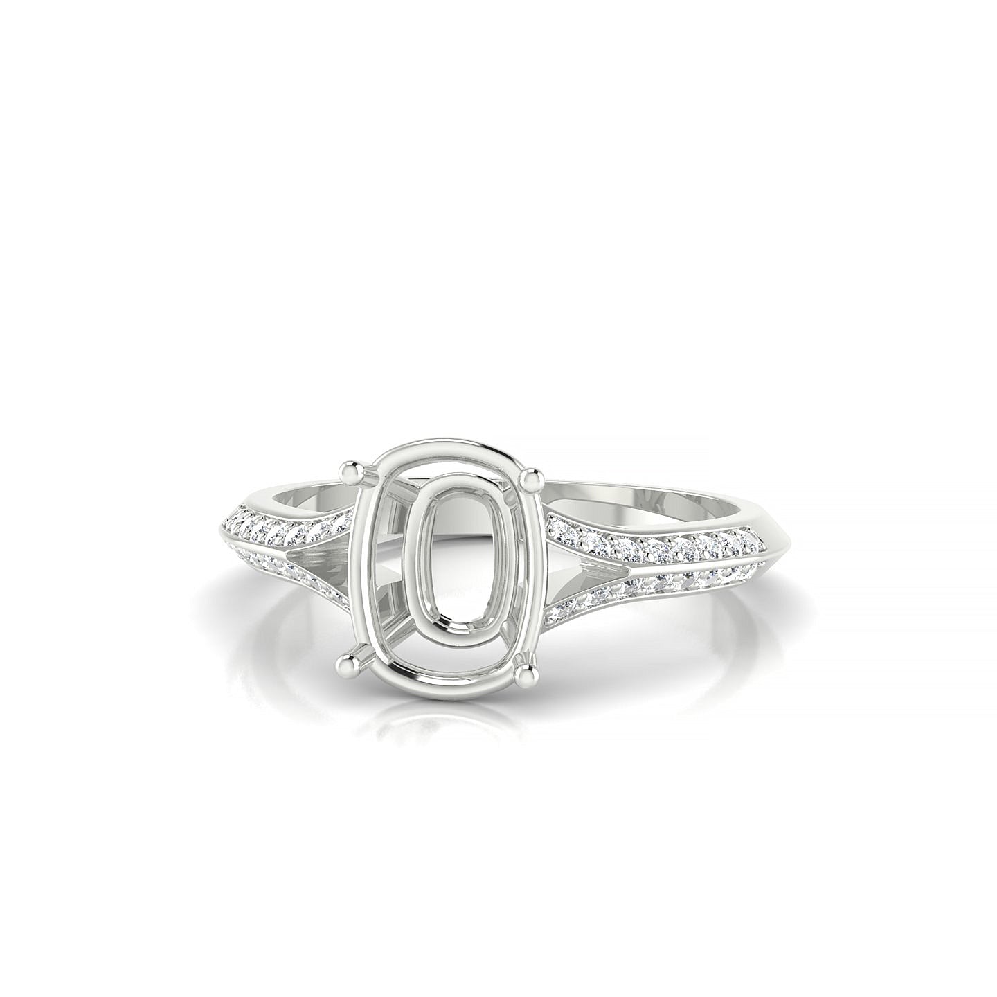 Divine Cushion 2-2.99 ct | 18k White Gold Side Stones Ring