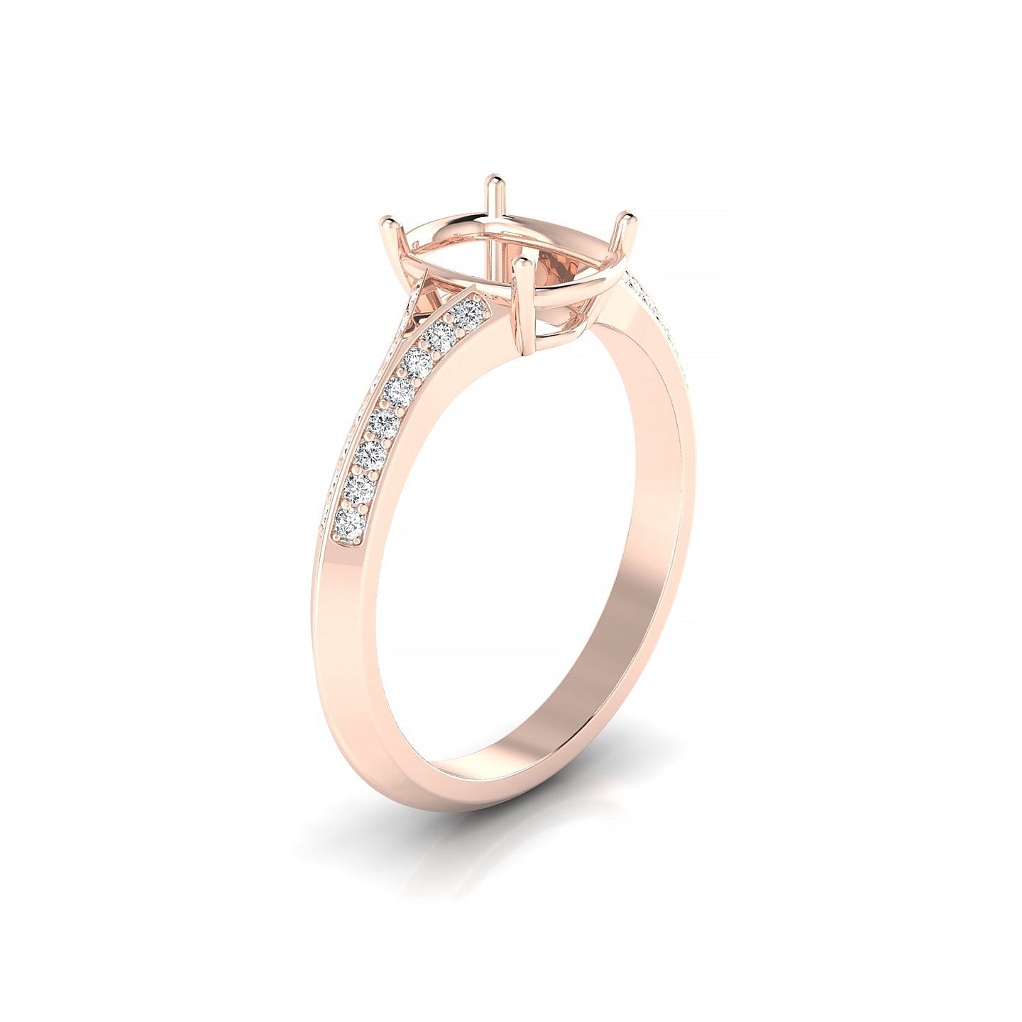 Divine Cushion 2-2.99 ct | 18k Rose Gold Side Stones Ring