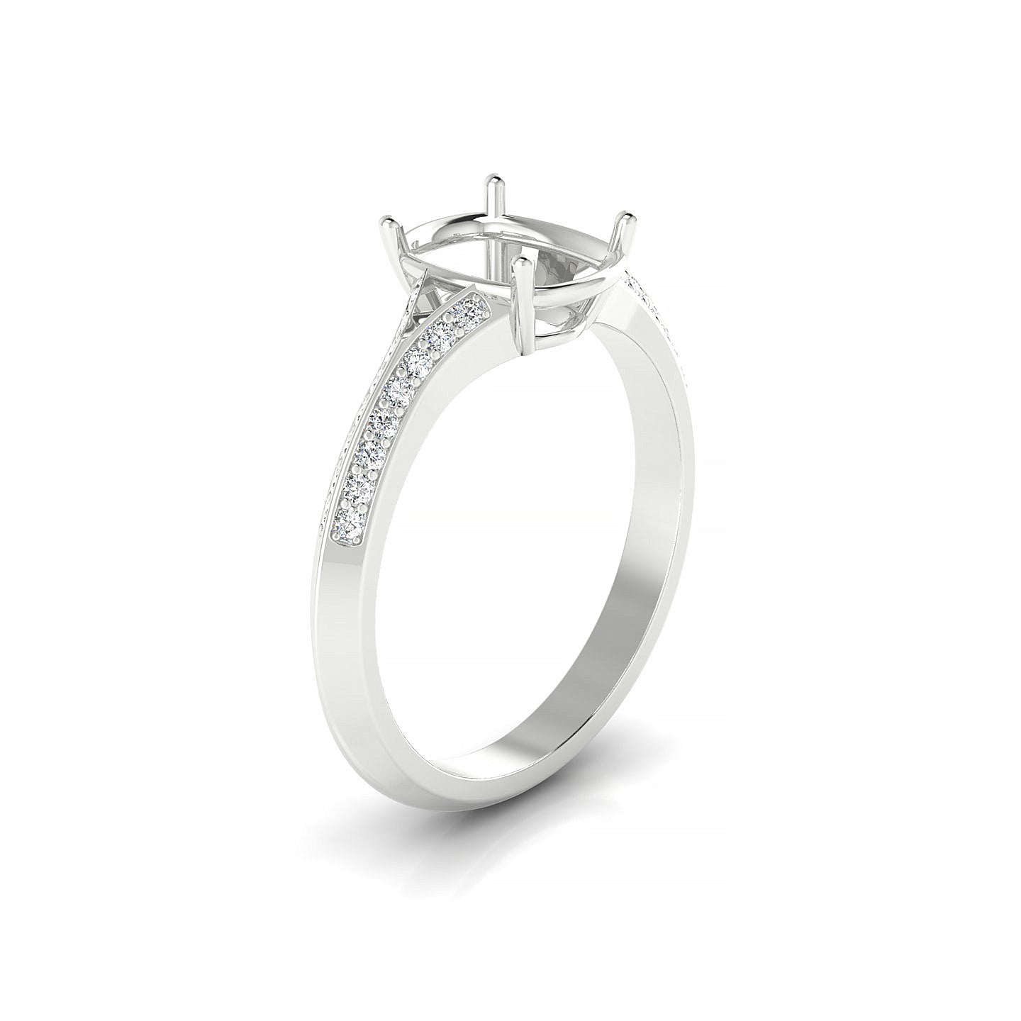 Divine Cushion 2-2.99 ct | 18k White Gold Side Stones Ring