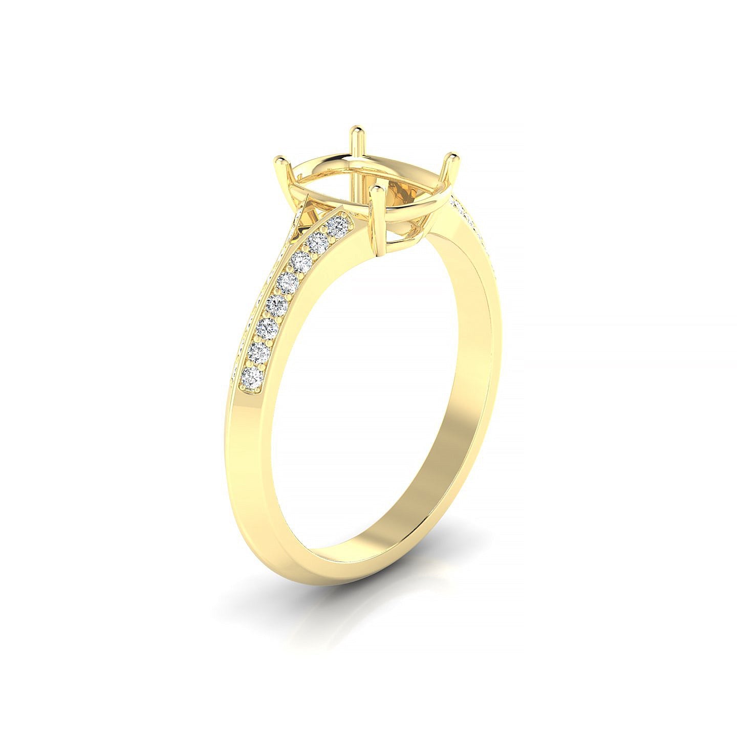 Divine Cushion 2-2.99 ct | 18k Yellow Gold Side Stones Ring