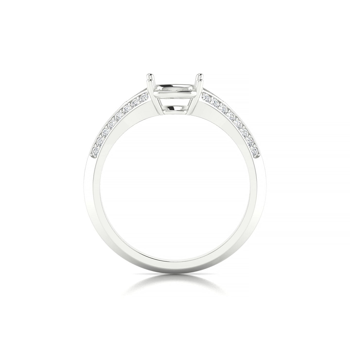 Divine Cushion 2-2.99 ct | 18k White Gold Side Stones Ring